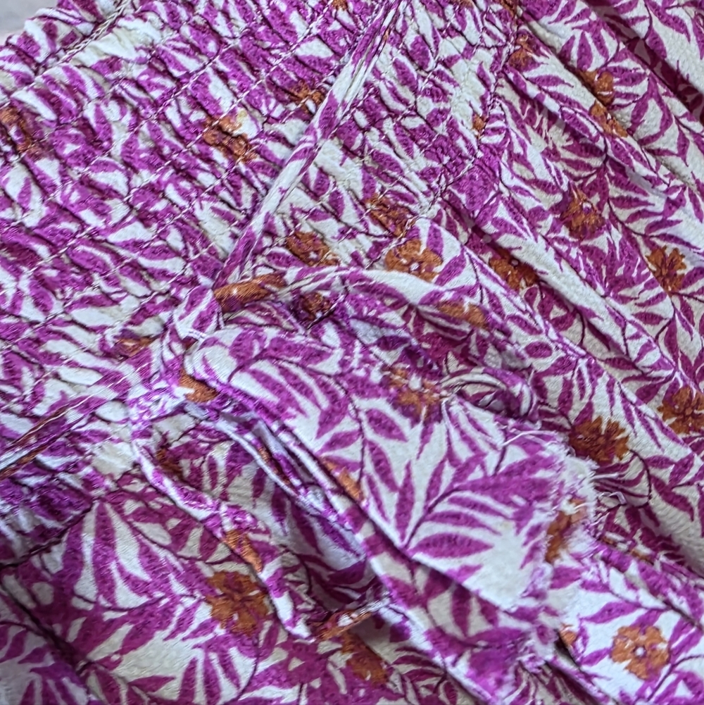 Anthropologie Pink Floral Boho Smocked Jogger Pants Flowy Sz Small - Picture 4 of 9